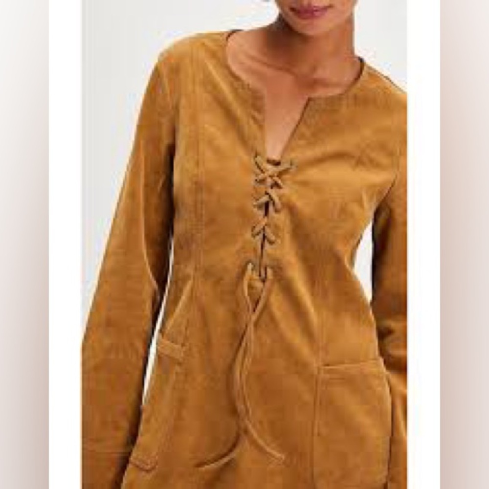 Free People Bradley Faux Suede Mini Shift Dress tan size small - Picture 3 of 13